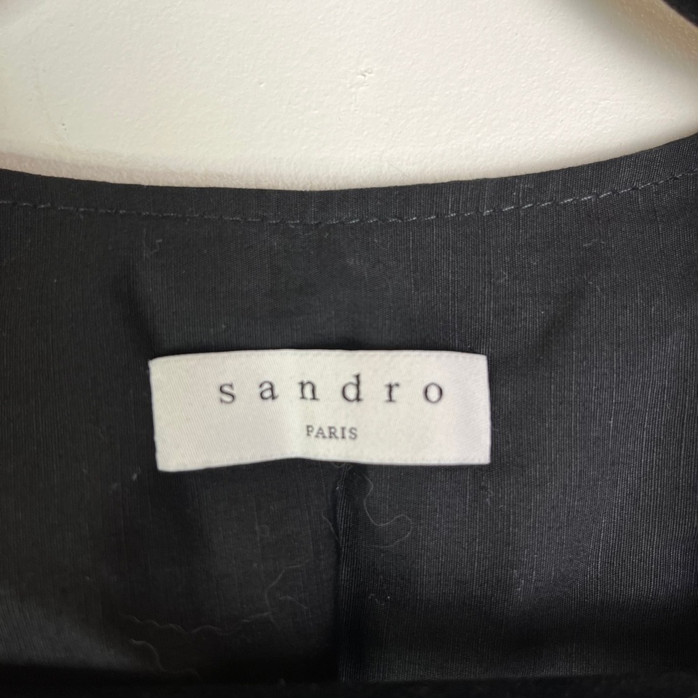 NWT Sandro Clara Lace-Up Black Mini Dress Linen FR 40 US 8 Gothic Academia LBD - Picture 8 of 14